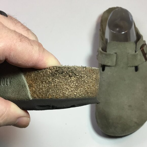 Birkenstock Boston Soft Footbed Clog Velvety Suede Leather Taupe Men's Size 11 - Picture 8 of 10
